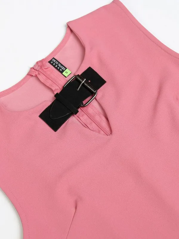 Tokyo Talkies Women Pink Solid Bodycon Dress