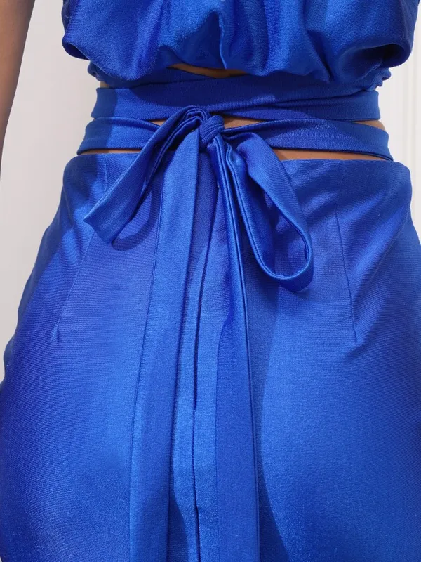 Tokyo Talkies Women Blue Top With Skirt Co-Ords