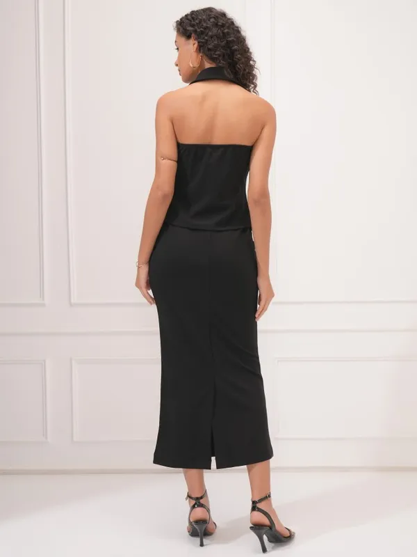 Tokyo Talkies Women Black Top With Skirt Co-Ords
