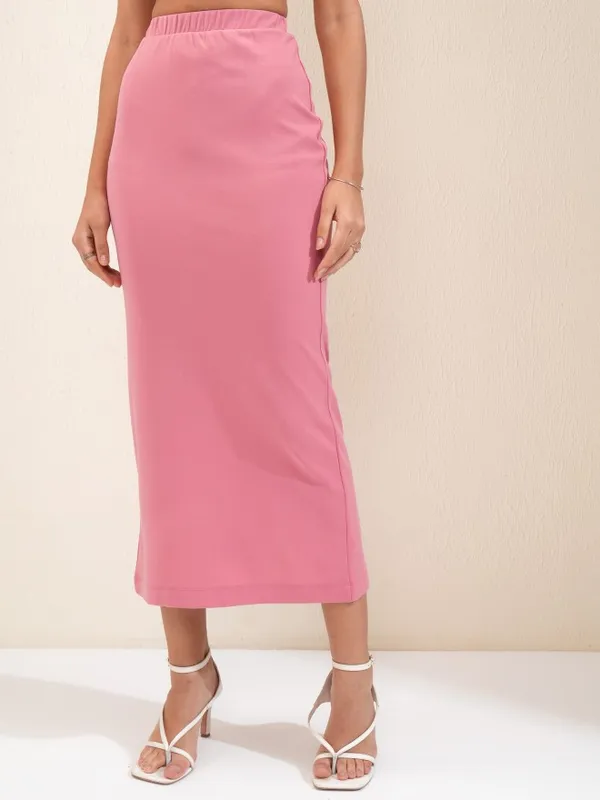 Tokyo Talkies Women Pink Top With Skirt Co-Ords