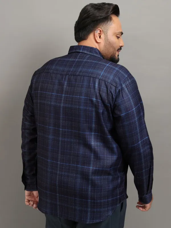 Xtra Ordinary By Highlander Men Navy Blue Checked Regular Fit Casual Shirt