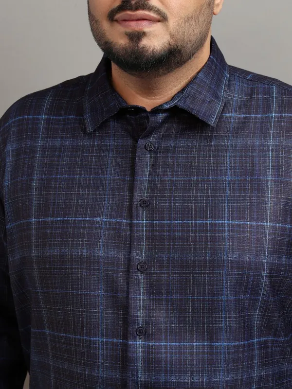 Xtra Ordinary By Highlander Men Navy Blue Checked Regular Fit Casual Shirt