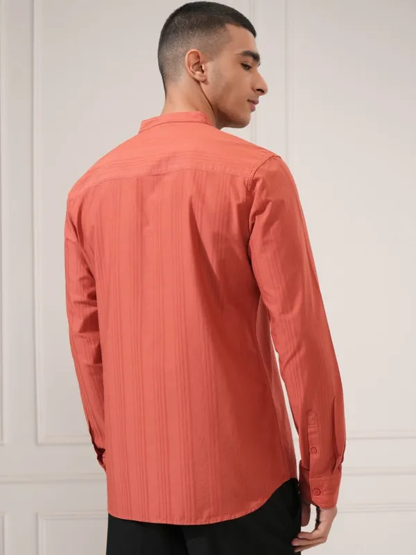 Highlander Men Rust Solid Regular Fit Casual Shirt