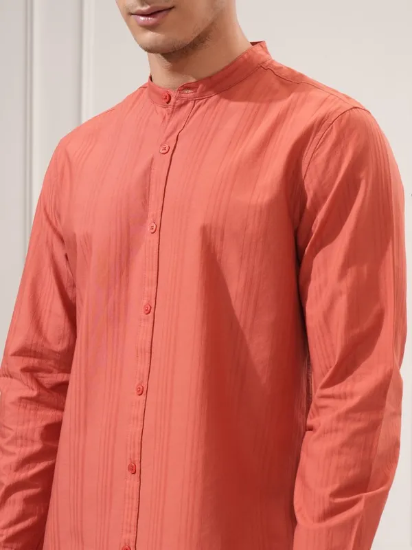 Highlander Men Rust Solid Regular Fit Casual Shirt