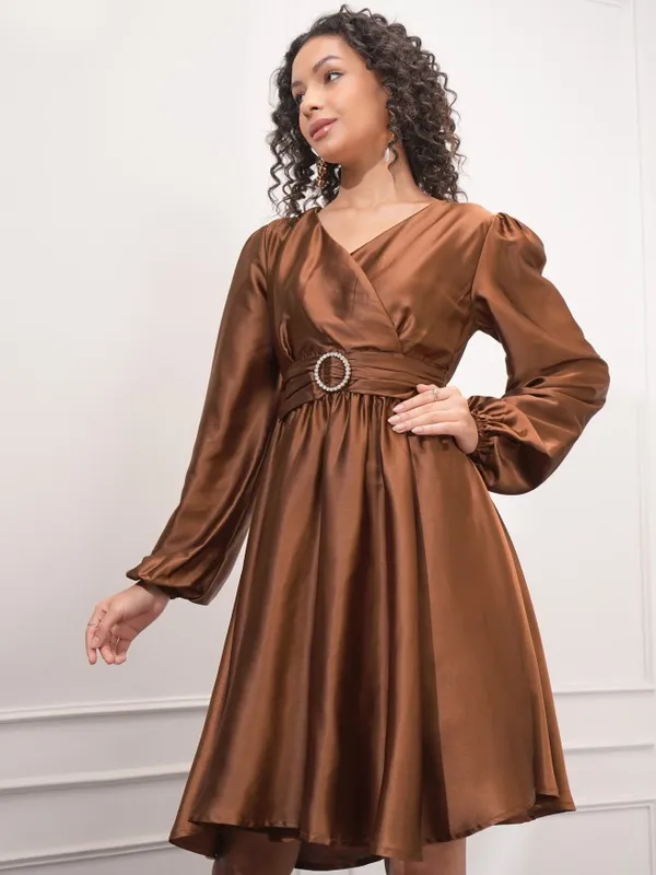 Solid Wrap Dress