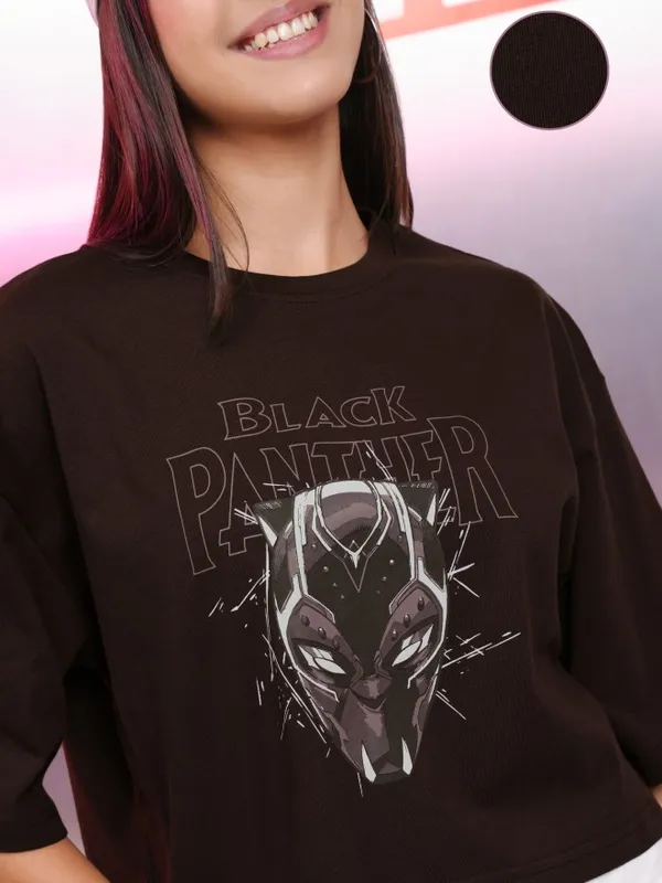 Black Panther Printed Regular Fit T-Shirt
