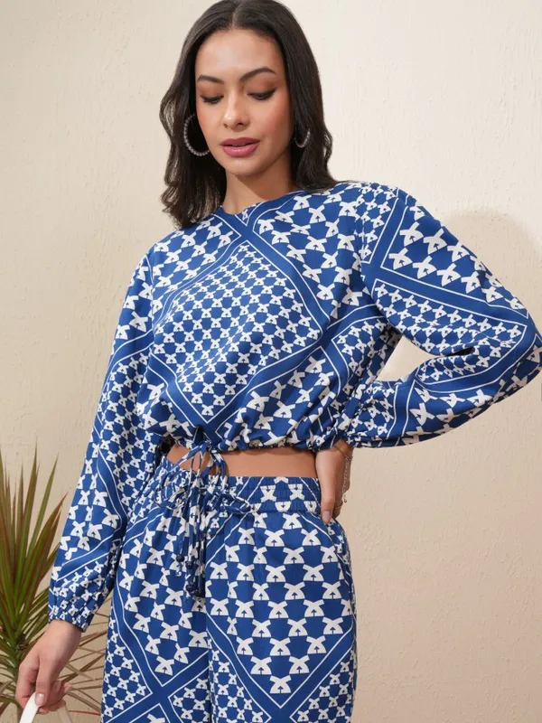 Tokyo Talkies Women Blue Top With Trousers Co-Ords