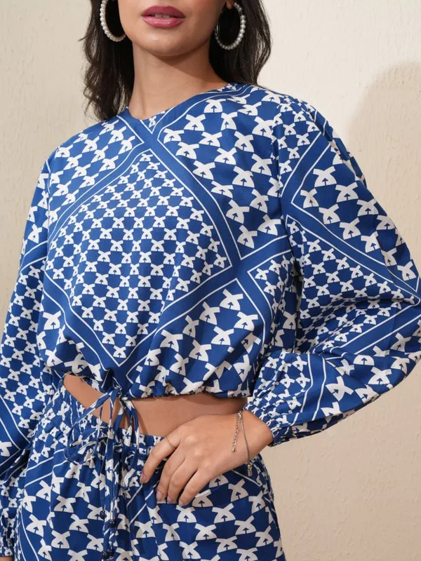 Tokyo Talkies Women Blue Top With Trousers Co-Ords