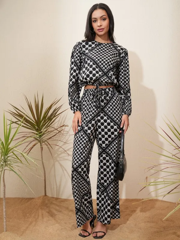 Tokyo Talkies Women Black Top With Trousers Co-Ords