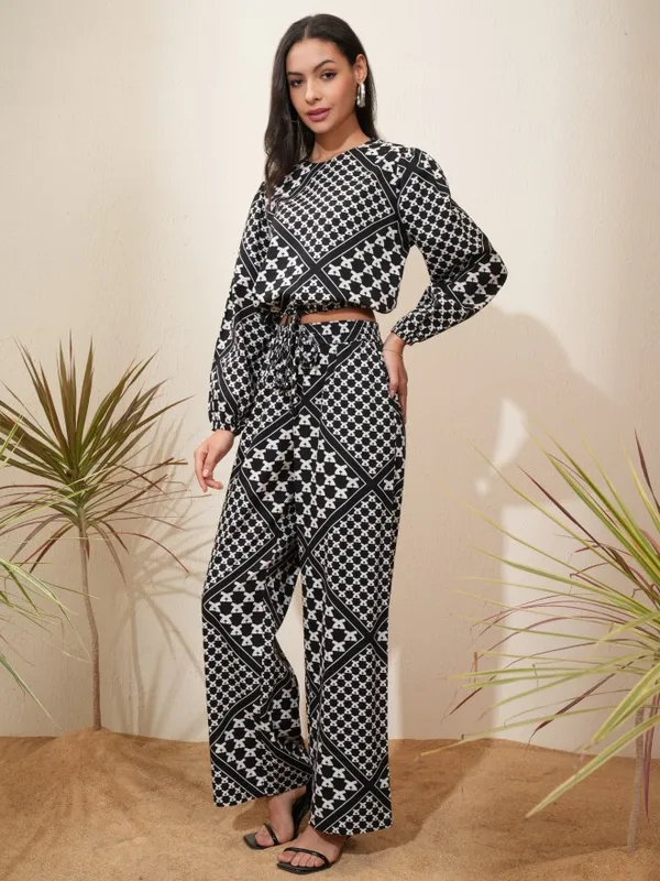Tokyo Talkies Women Black Top With Trousers Co-Ords