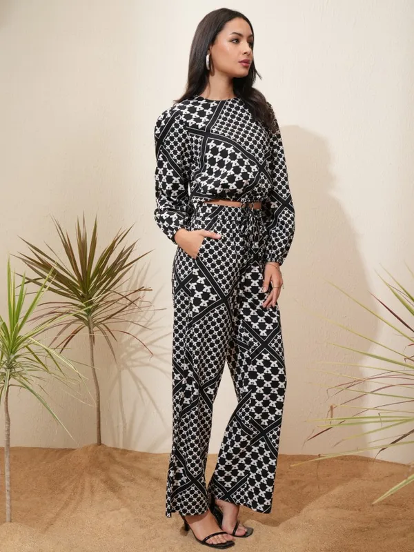Tokyo Talkies Women Black Top With Trousers Co-Ords