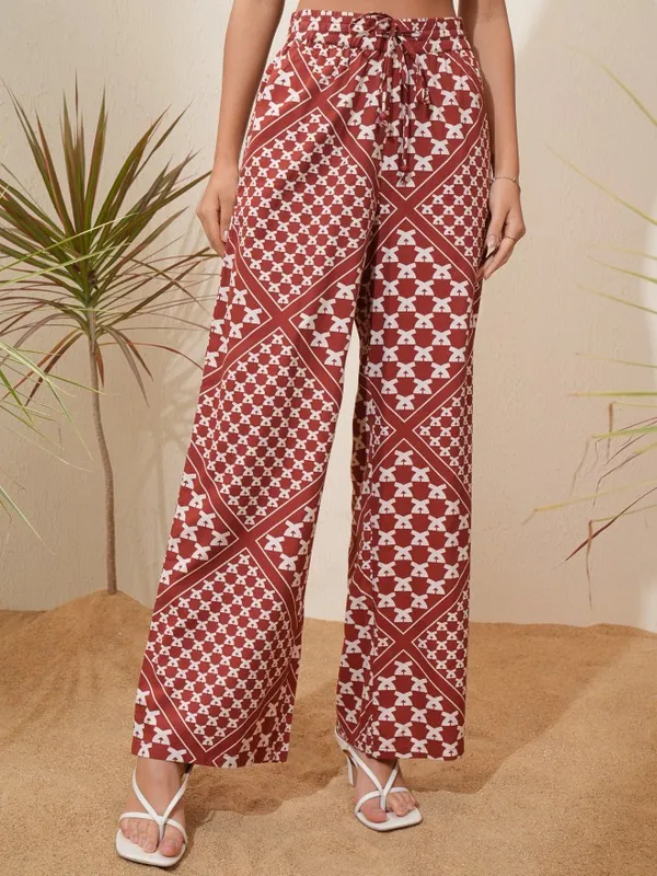 Tokyo Talkies Women Maroon Top With Trousers Co-Ords