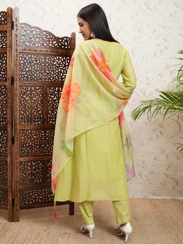 Vishudh Women Yellow Printed Kurta With Trousers And Dupatta