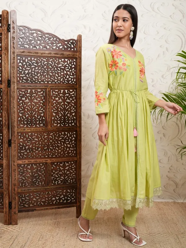 Vishudh Women Yellow Printed Kurta With Trousers And Dupatta