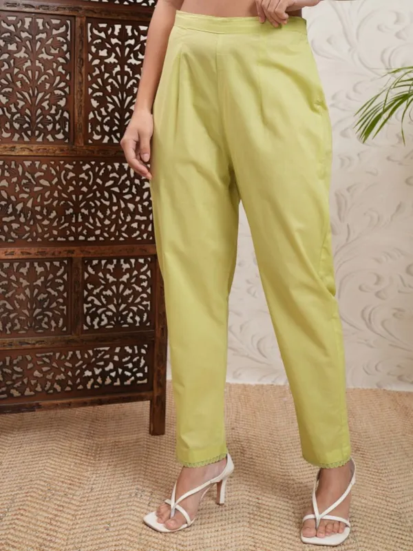 Vishudh Women Yellow Printed Kurta With Trousers And Dupatta