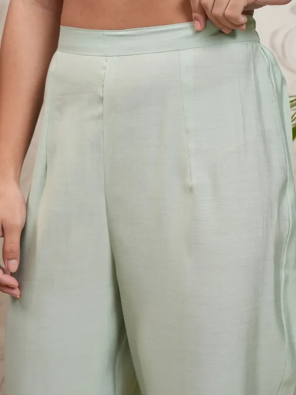 Vishudh Women Green Embroidered Kurta With Trouser And Dupatta