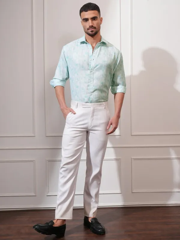 Locomotive Men Green Printed Relaxed Fit Casual Shirt