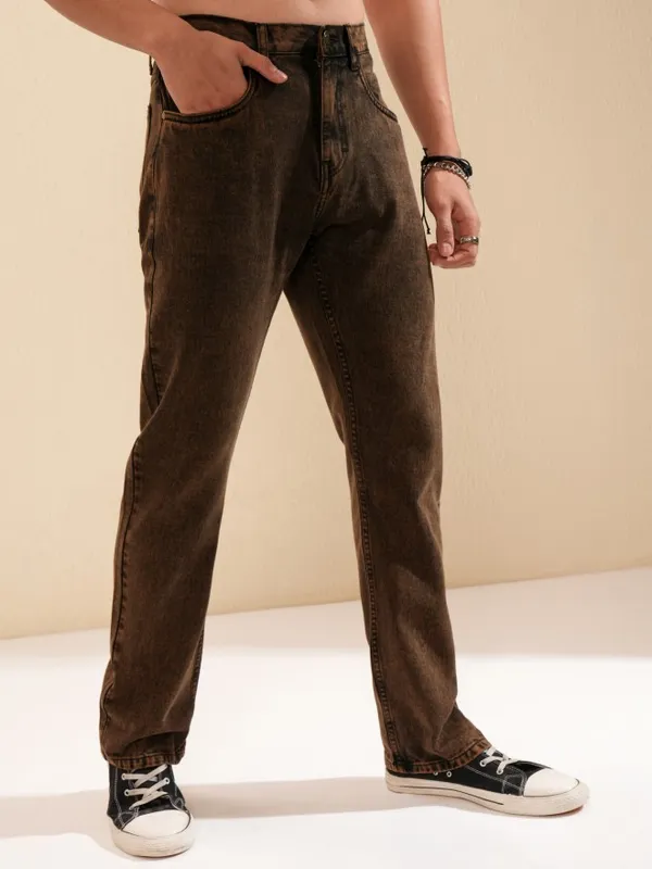 Highlander Men Brown Straight Fit Jeans