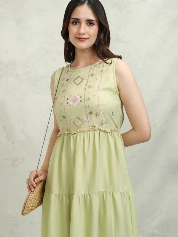 Embroidered Fit and Flare Dress