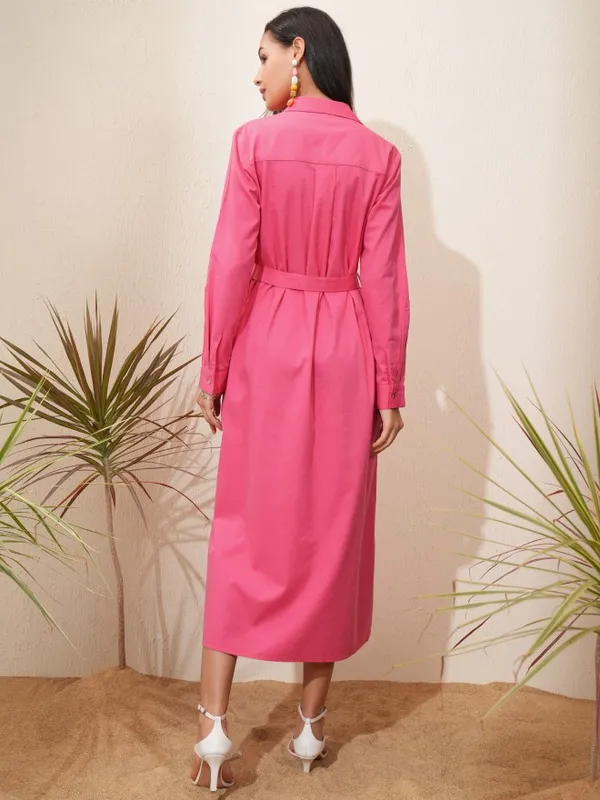 Solid Shirt Dress