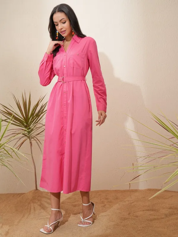 Solid Shirt Dress
