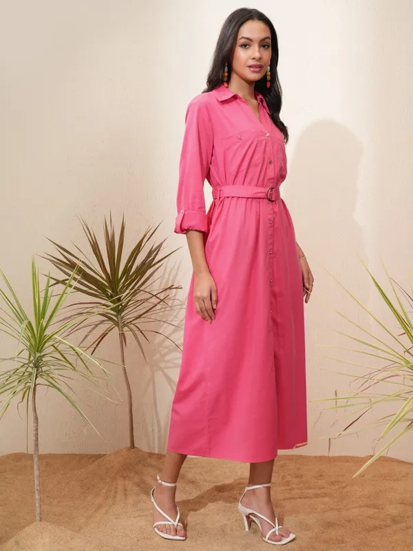Solid Shirt Dress
