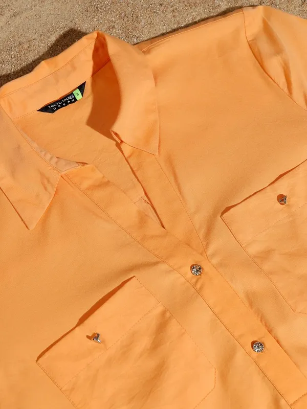 Tokyo Talkies Women Orange Solid Shirt Dress