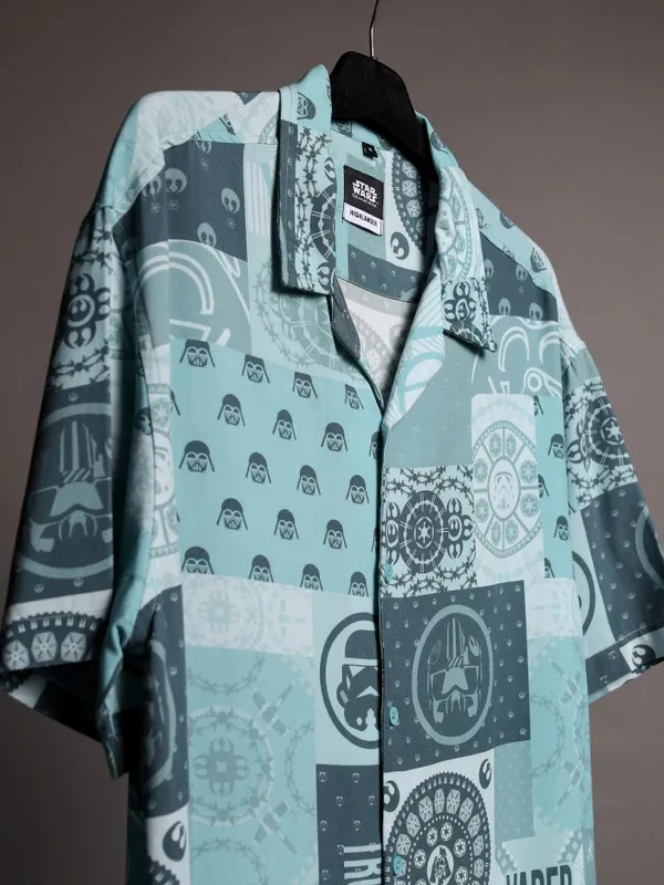 Star Wars By Highlander Men Blue Troops Printed Relaxed Fit Casual Shirt