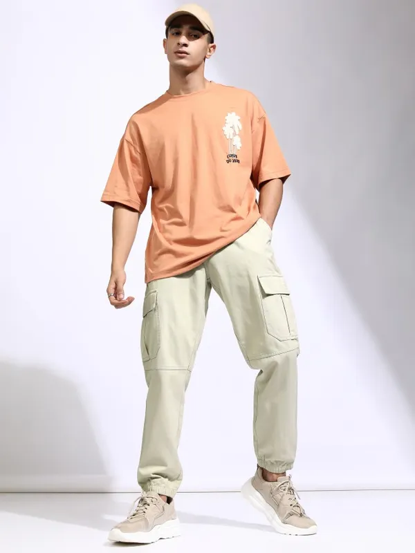 Highlander Men Beige Regular Fit Solid Joggers