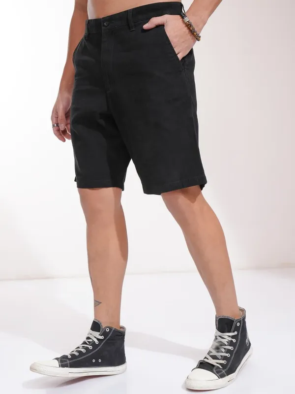 Highlander Men Black Regular Fit Shorts