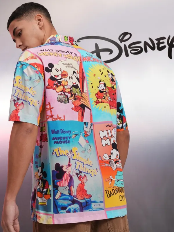 Disney By Highlander Men Multi Mickey And Friends Printed Relaxed Fit Casual Shirt