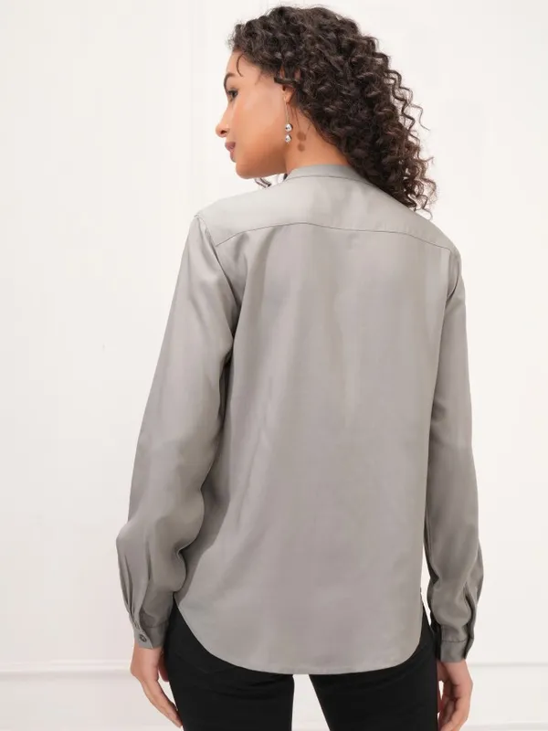 Tokyo Talkies Women Grey Solid Empire Top