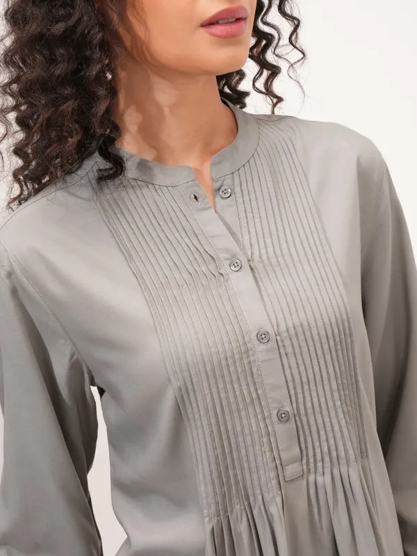 Tokyo Talkies Women Grey Solid Empire Top