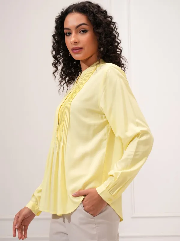 Tokyo Talkies Women Yellow Solid Regular Top