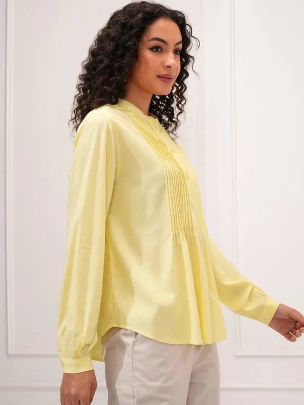 Tokyo Talkies Women Yellow Solid Regular Top