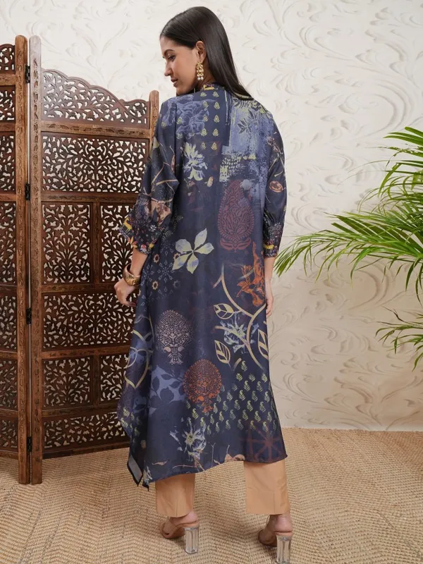 Vishudh Women Blue Printed A-Line Kurta
