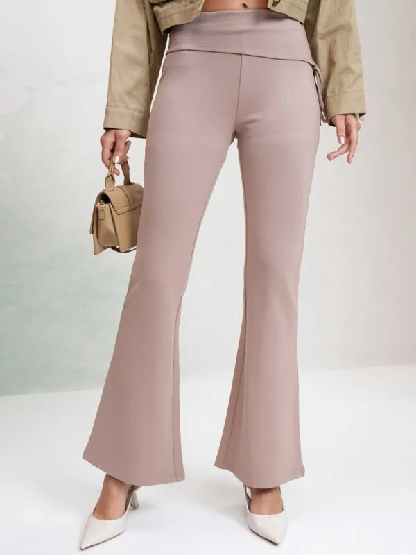 Solid Flared Casual Trouser