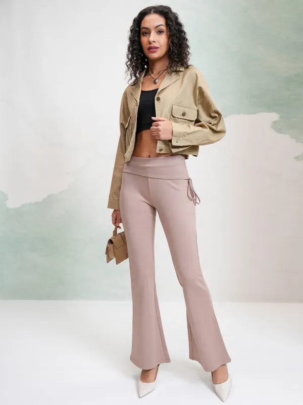 Solid Flared Casual Trouser