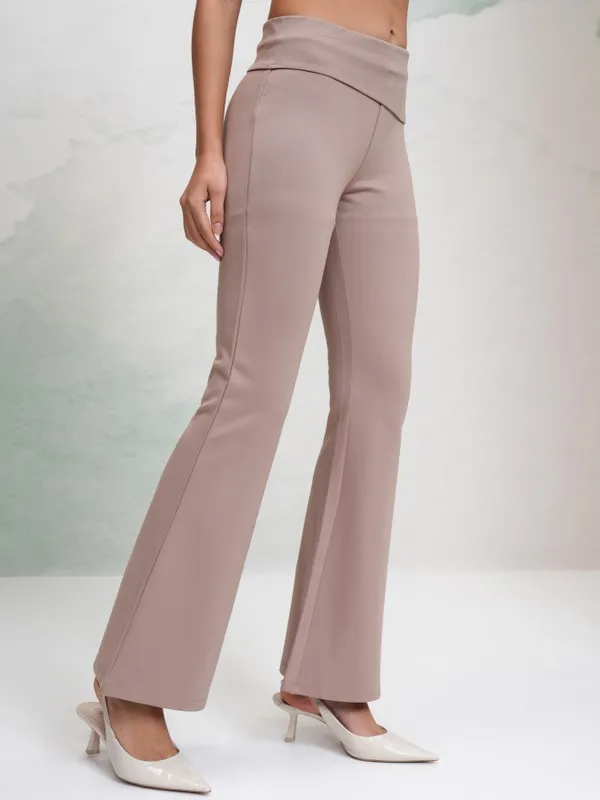 Solid Flared Casual Trouser