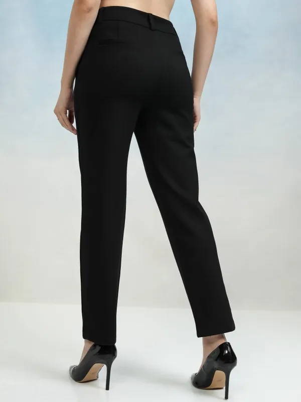 Solid Tapered Fit Cigarette Trousers
