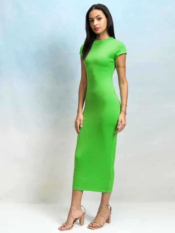 Tokyo Talkies Women Green Solid Bodycon Dress