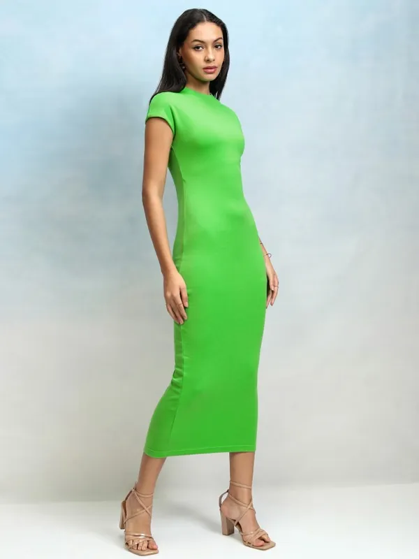Tokyo Talkies Women Green Solid Bodycon Dress