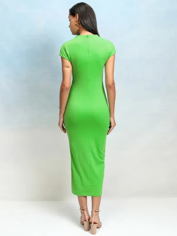 Tokyo Talkies Women Green Solid Bodycon Dress