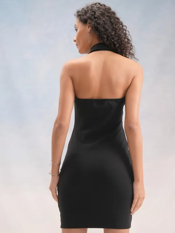 Tokyo Talkies Women Black Solid Bodycon Dress