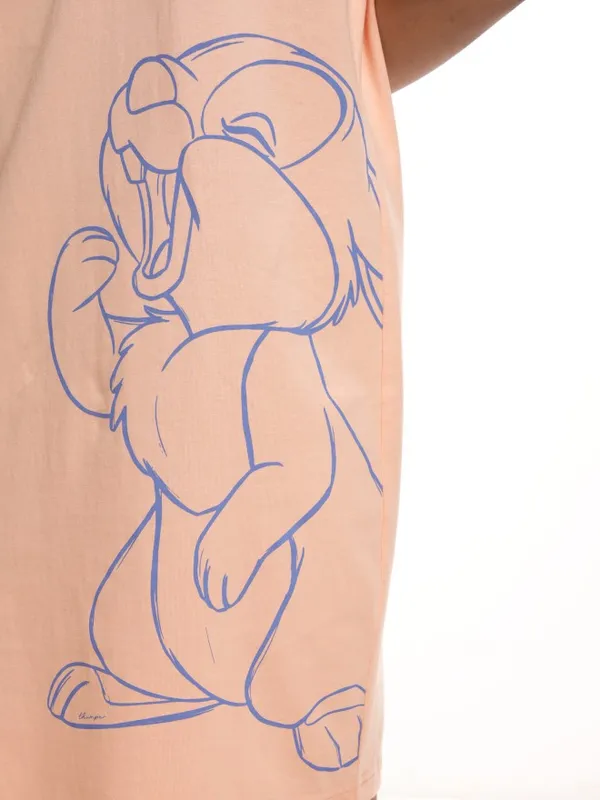 Disney By Tokyo Talkies Women Peach Thumper Printed T-shirt Dress