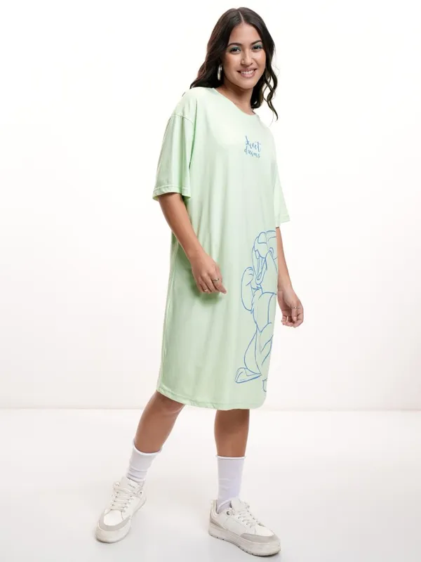Disney By Tokyo Talkies Women Green Thumper Printed T-shirt Dress