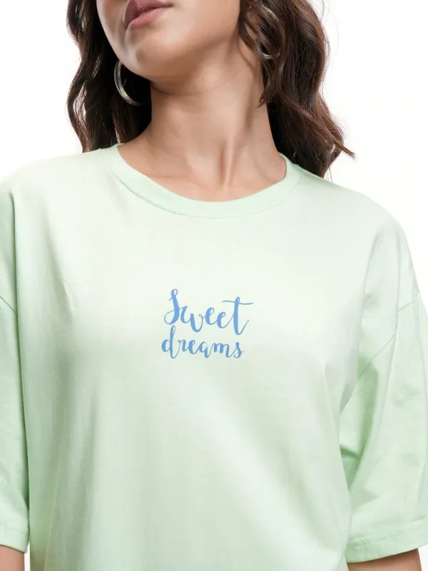 Disney By Tokyo Talkies Women Green Thumper Printed T-shirt Dress