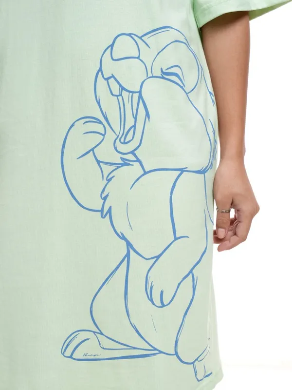 Disney By Tokyo Talkies Women Green Thumper Printed T-shirt Dress