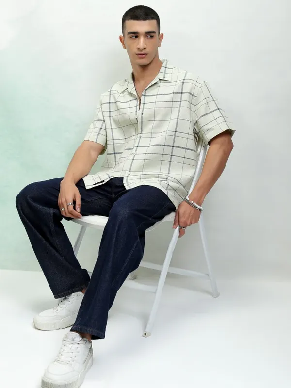 Highlander Men Green Checked Relaxed Fit Casual Shirt