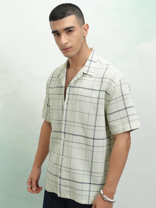 Highlander Men Green Checked Relaxed Fit Casual Shirt